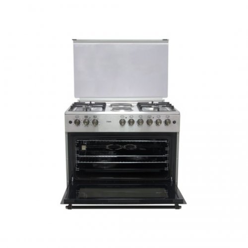 MIKA Standing Cooker, 90cm X 60cm, 4 + 2, Electric Oven, Half Inox  MST90PU42HI/HC