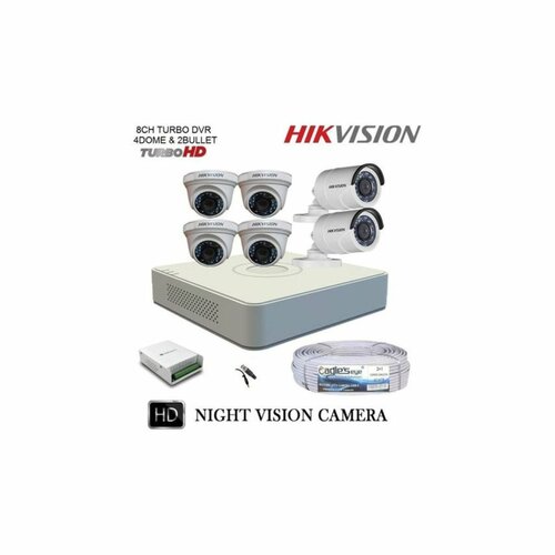 Hikvision 6 Channel HD CCTV Camera Full Kit (with Night Vision + Motion Sensor)