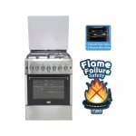 MIKA Standing Cooker, 60cm X 60cm, 4 Gas With WOK Burner, Electric Oven, Half Inox MST624HI/TS6W By Mika