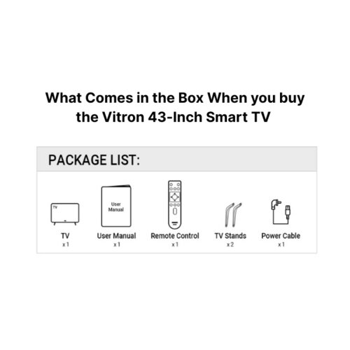 Vitron 43-Inch Smart Android TV Full HD, Black (2025 Model) – Bluetooth Enabled, Model Number: HTC4388FS