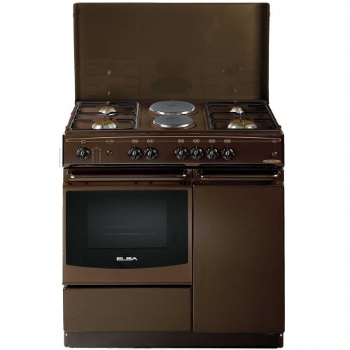 Ramtons/Elba 4 GAS BURNERS+ 2 ELECTRIC PLATES, DARK BROWN- EB/114