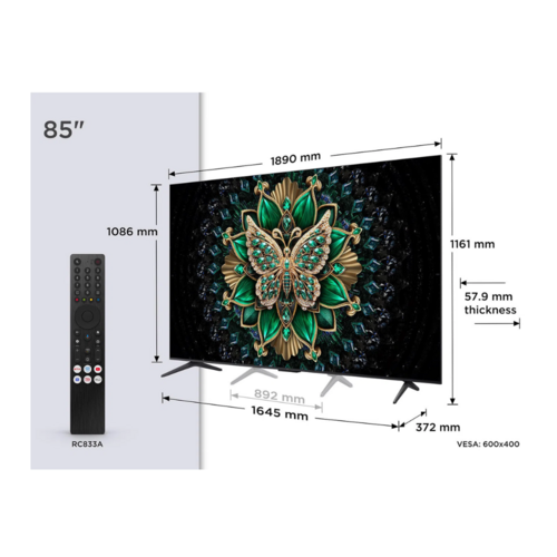 TCL 85 Inch 4K Mini-LED Smart TV Google TV – Model 85C6K