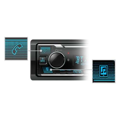 Kenwood KMM-BT408 - 1-DIN Car Stereo, Bluetooth, USB Media Playback