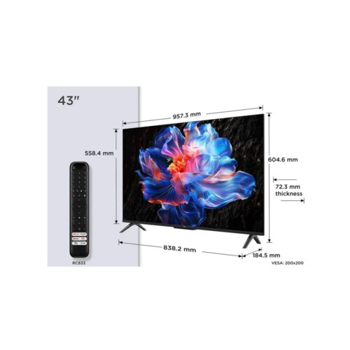 TCL 43 Inch 4K Google Smart TV PV6D 2026 Model – Dolby Atmos, Google Assistant, HDR, 120Hz