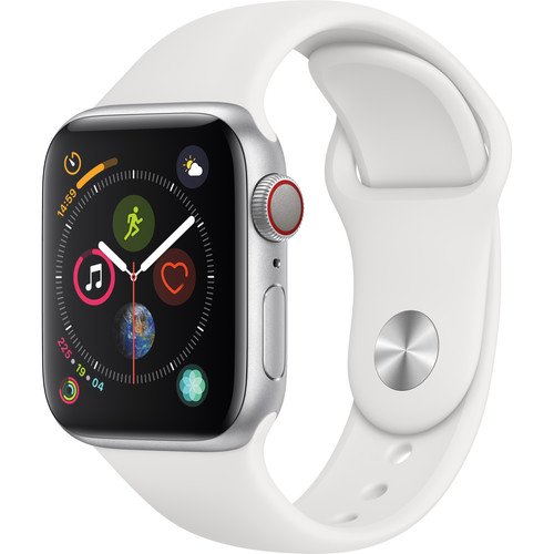 Apple Watch Series 4 (GPS Only, 40mm, Silver Aluminum, White Sport Band) By Apple