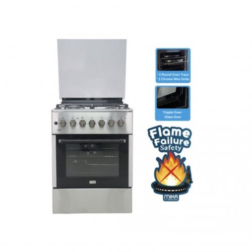 MIKA Standing Cooker, 60cm X 60cm, 3 + 1, Electric Oven, Half Inox MST6231HI/TR6