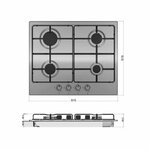 MIKA MGH61402FSX Built-In Gas Hob, 60cm, 4 Gas, S.S By Mika