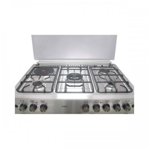 Mika Standing Cooker, 90cm X 60cm, 4 + 1, Electric Oven, With A Gas Compartment, Half Inox - MST90PU41HI/GCW