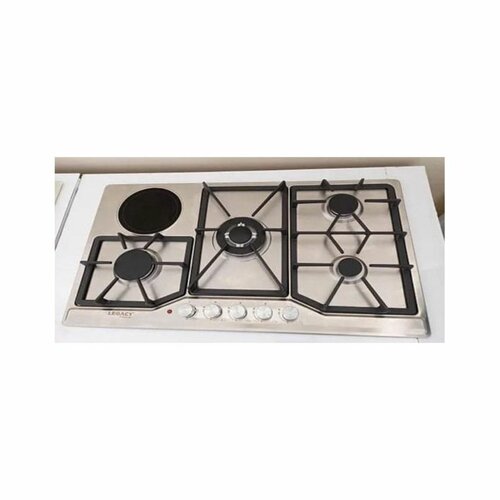 Legacy 90cm By 60cm, 4 Gas Jet Burners (1 Wok) + 1 Induction Plate Hob, Silver