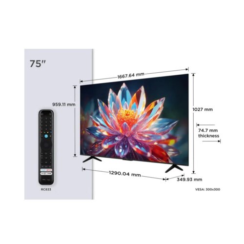 TCL 75 Inch QLED 4K Smart TV 75T6D – Stunning 4K Resolution, Dolby Atmos, Fire TV OS 8