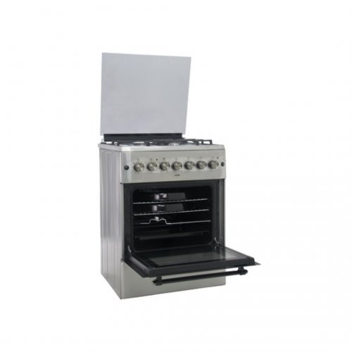 MIKA Standing Cooker, 60cm X 60cm, 3 + 1, With WOK Burner & Electric Oven, Half Inox MST6231HI/TP6W