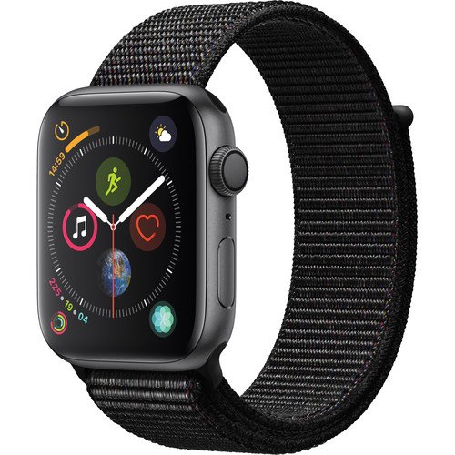 Apple Watch Series 4 (GPS Only, 44mm, Space Gray Aluminum, Black Sport Loop) By Apple