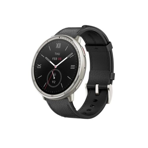 Amazfit Active2 Premium Black Leather Smart Watch – 10-Day Battery Life