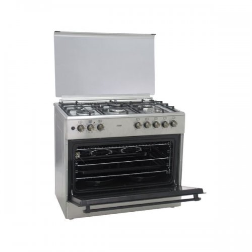MIKA Standing Cooker, 90cm X 60cm, 5GB, Electric Oven, Half Inox  MST90PU5GHI/2WFO