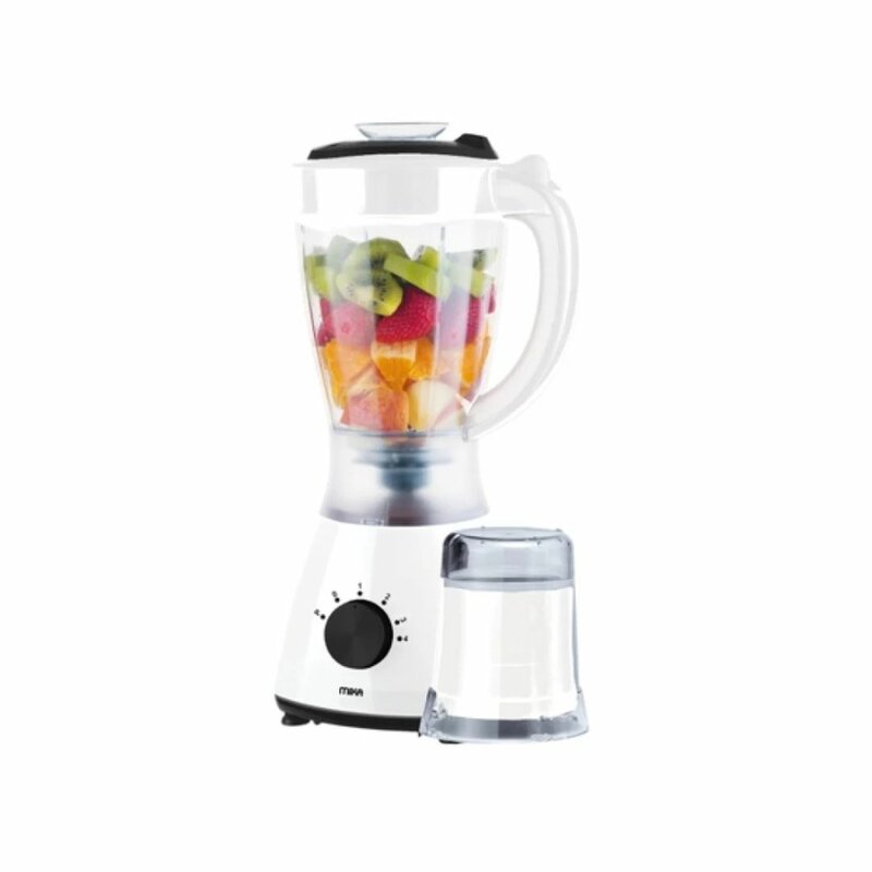 Mika 1.5L 2-in-1 Blender With Grinder, 1000W Power | White & Black MBLR302/WB by Mika