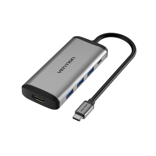 VENTION TYPE C TO 3 PORTS USB3.0 HUB + HDMI + PD CONVERTER by Hubs/Cables