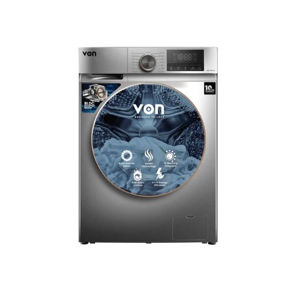Von VWM-10FVTS Front Load Inverter Washing Machine, Silver - 10KG by Other — view 2