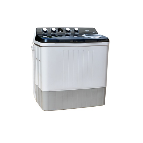 MIKA Washing Machine, Semi-Automatic Top Load, Twin Tub, 10Kg, White & Grey - MWSTT2210 by Mika