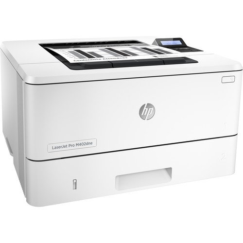 HP LaserJet Pro M402DNE Black & White Duplex Network Printer - White by HP — view 4