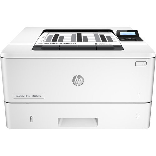 HP LaserJet Pro M402DNE Black & White Duplex Network Printer - White by HP — view 3