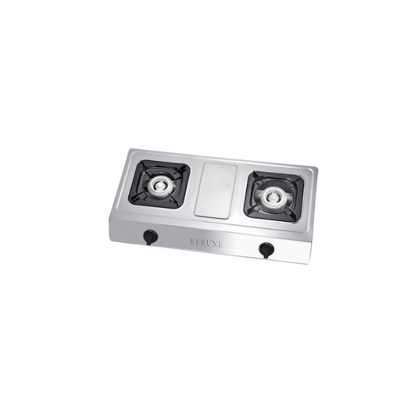 Rebune RE-4-046 Gas Stove: Stainless Steel, 2 Burner (Silver) by Other