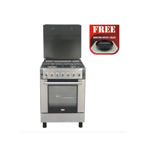 Mika Standing Cooker, 60cm X 60cm, 4 Gas, Electric Oven, Half Inox - MST614GWE10HI by Mika