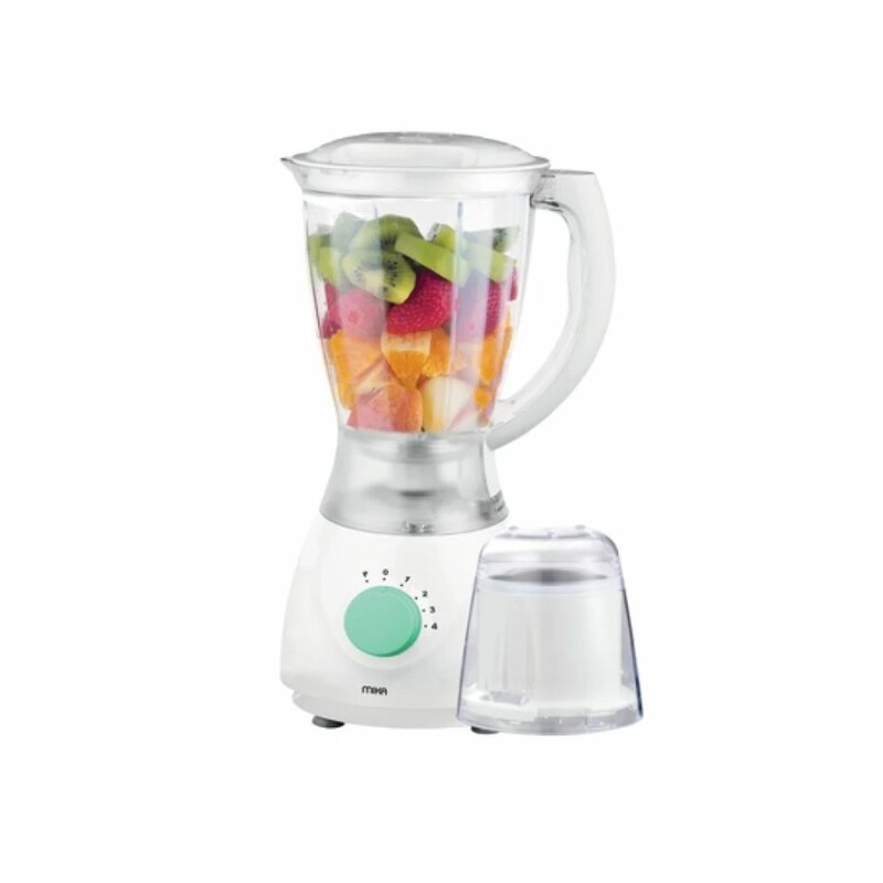 MIKA Blender, 1.5L, 550W, With Grinder, White & Green MBLR4314/WH by Mika