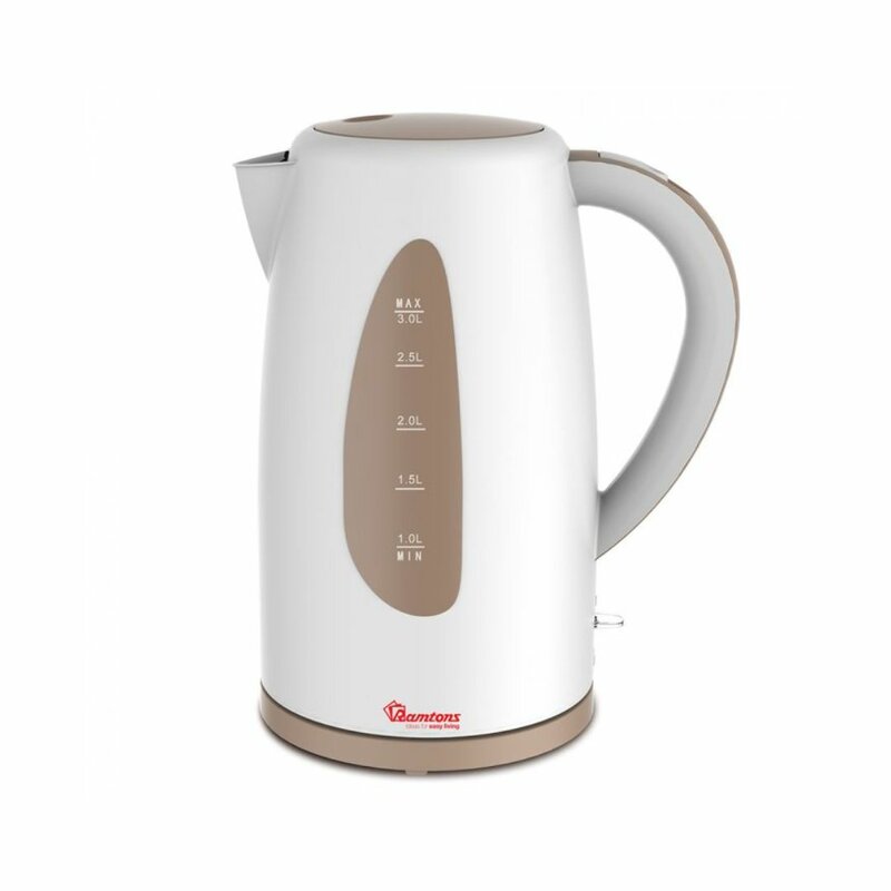 RAMTONS RM/591 CORDLESS ELECTRIC KETTLE 3 LITERS WHITE & BROWN by Ramtons