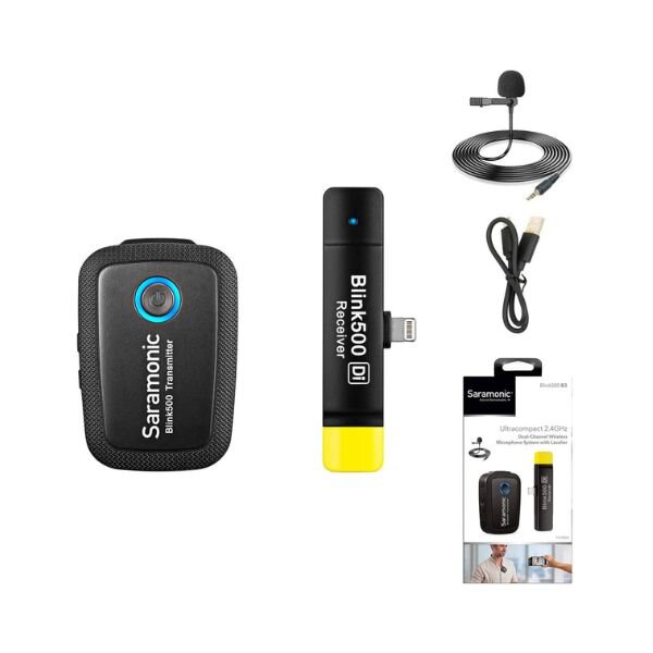 Saramonic Blink 500 B3 Wireless Clip-On Mic System With Lavalier & Dual Lightning Receiver For IPhone & IPad by Saramonic