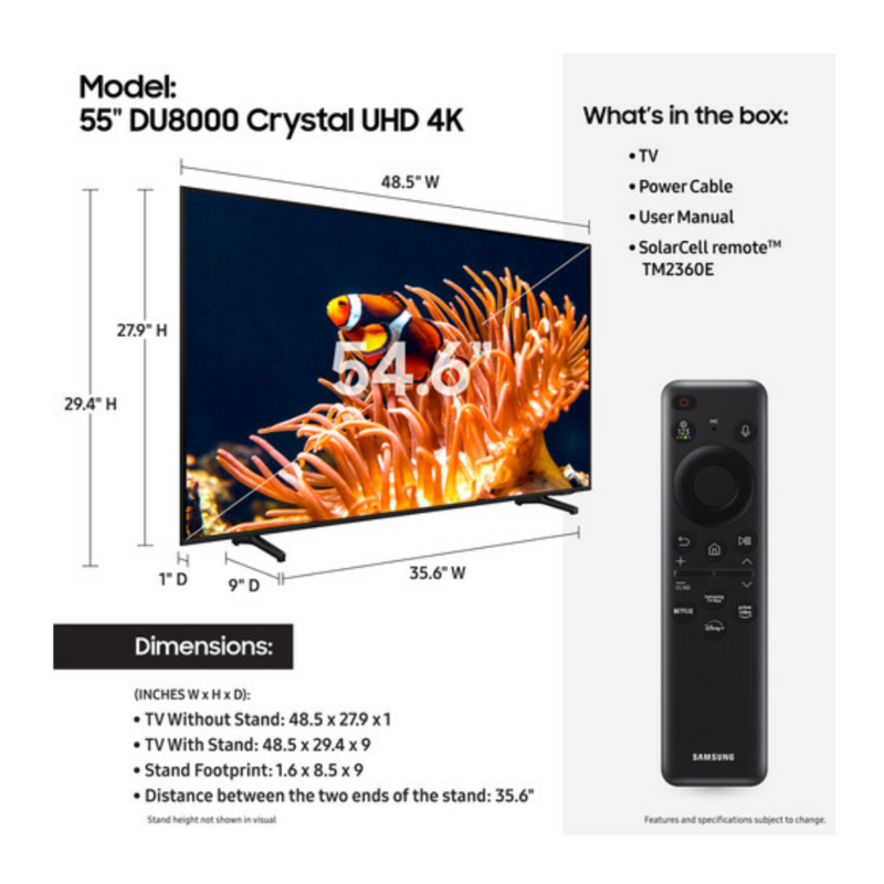 Samsung 55 Inch 55DU8000 Crystal UHD 4K Smart TV by Samsung — view 4