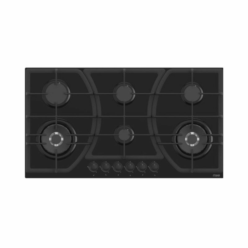MIKA MGH92602FBGW2 Built-In Gas Hob, 90cm, 6 Gas With WOK, Glass by Mika