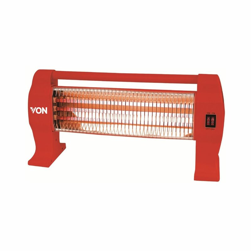 Von VSHK12QR Quartz Heater, 2M Power Cord - Red by Heaters