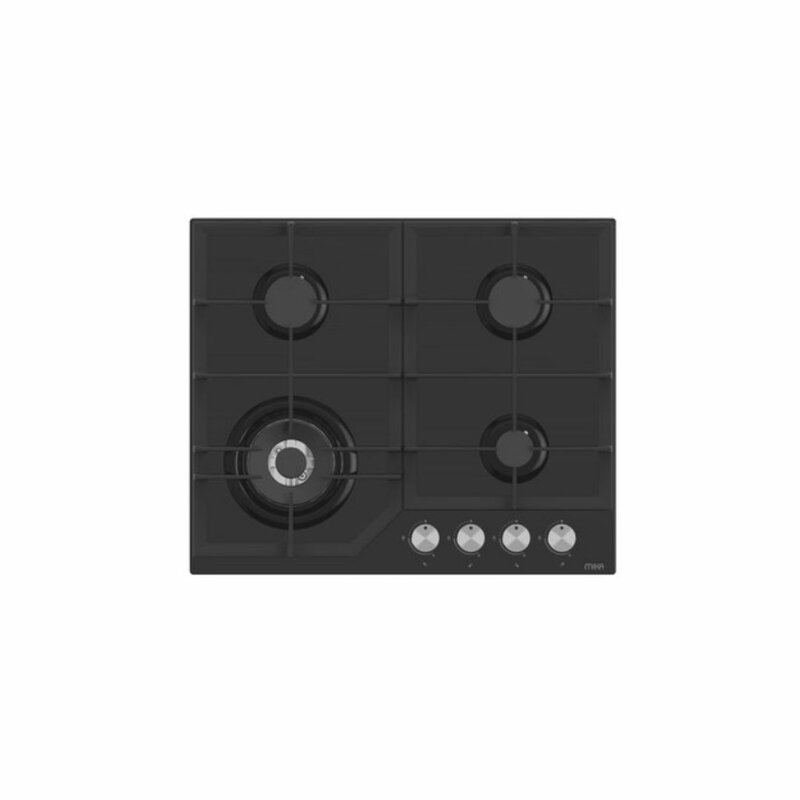 MIKA MGH61405FBGW Built-In Gas Hob, 60cm, 4 Gas With WOK, Glass by Mika