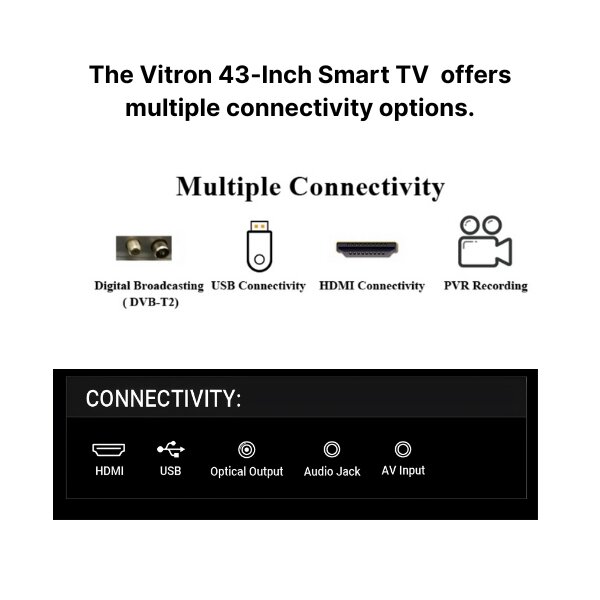 Vitron 43-Inch Smart Android TV Full HD, Black (2025 Model) – Bluetooth Enabled, Model Number: HTC4388FS by Vitron — view 10