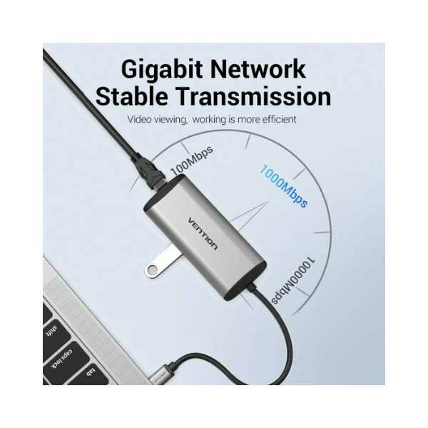 VENTION TYPE C TO MULTI-FUNCTION 9 IN 1 DOCKING STATION TYPE C TO USB 3.0 (3 PORTS) + GIGABIT EITHERNET + HDMI + SD & TF CARD READER + 3.5MM AUDIO + TYPE C PD by Hubs/Cables — view 3