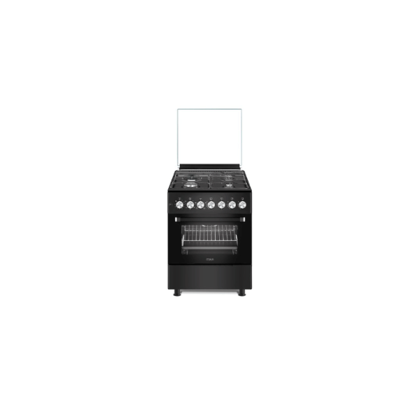 MIKA Standing Cooker, 60cm X 60cm, 3 Gas Pool Jet Burners + 1 RAPID Hot Plate, Auto Ignition, 4 Function Electric Oven, Rotisserie, Matt Black by Mika