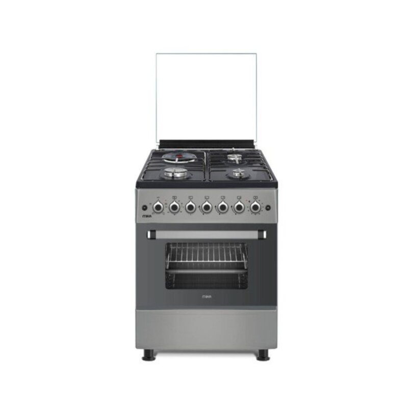 MIKA Standing Cooker 58cm X 58cm Dove Grey MST58UF31E4DG – 3 Gas Burners + 1 Electric Hot Plate by Mika