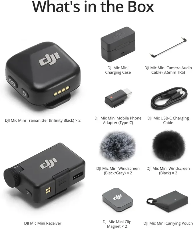 DJI Mic Mini Wireless Microphone System – Bluetooth 5.3, 400m Transmission by DJI