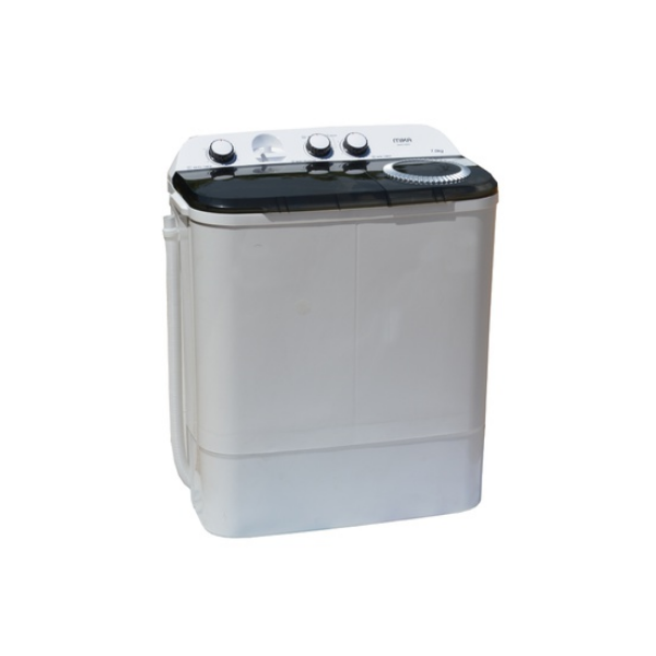 MIKA Washing Machine, Semi-Automatic Top Load, Twin Tub, 7Kg, White - MWSTT2207 by Mika