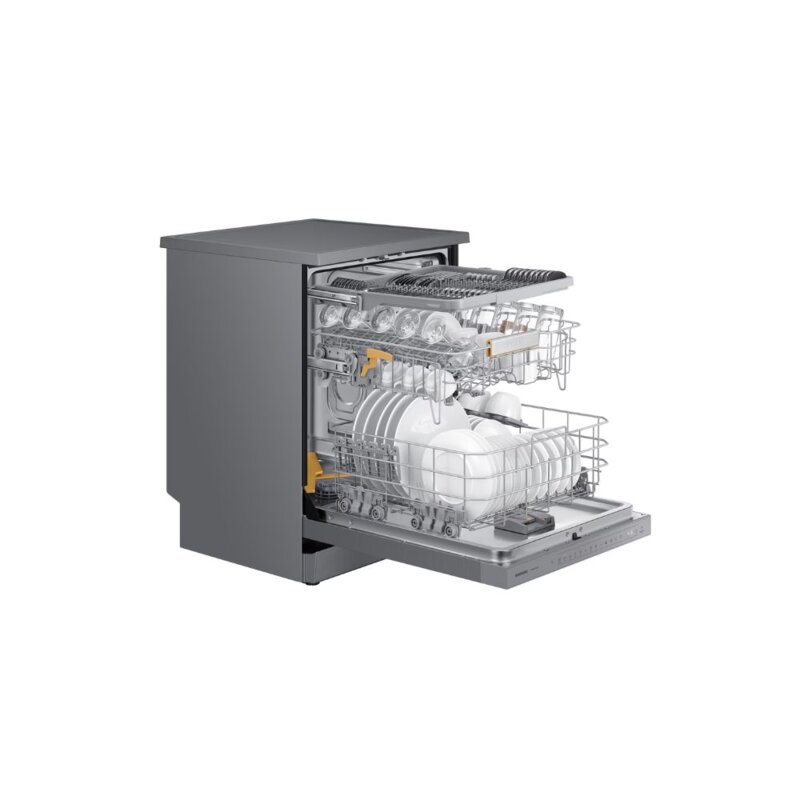 Samsung 14 Place Setting Freestanding Dishwasher – Silver, Auto Door Open Dry, 42dBA Noise Level , DW60BG750FSL by Samsung — view 3