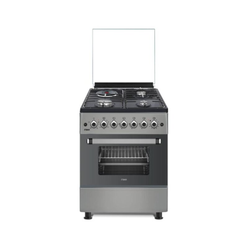 MIKA Standing Cooker 58cm X 58cm Dove Grey MST58U31E4DG – 3 Gas Burners, 1 Electric Hot Plate & 4 Function Electric Oven by Mika