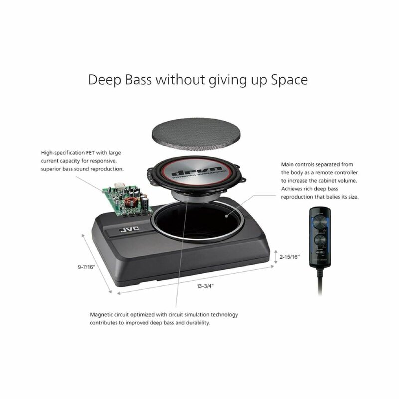 JVC CW-DRA8 Compact Powerful Subwoofer 250-watt Class D Amplifier by Woofers(carseat, Mount) — view 3