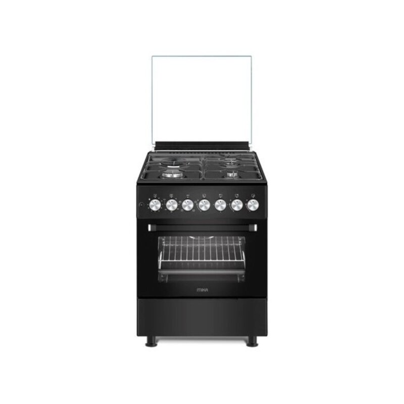 MIKA Standing Cooker 60cm X 60cm - 3 Gas + 1 Electric Cooker Matt Black MST62F31E4BL by Mika