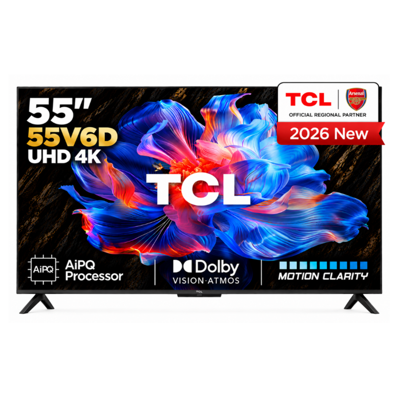 TCL 55 Inch 4K Google Smart TV 55V6D 2026 Model – Google Assistant, Dolby Atmos, HDR by TCL