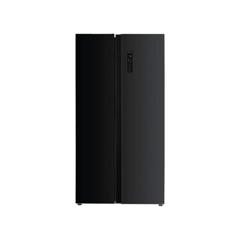 MIKA 595L Side By Side No Frost Fridge Black Glass MRNF2D595GBV by Mika
