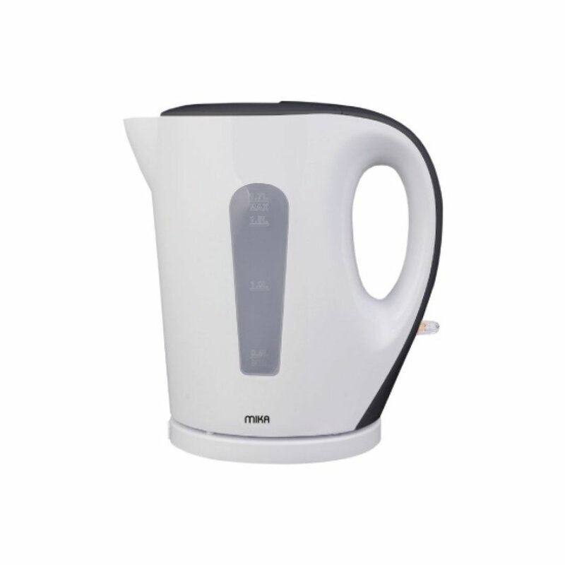 MIKA MKT1105 Kettle, 1.7L, Plastic, Cordless, Cream White Body & Black Handle & Black Lid by Mika