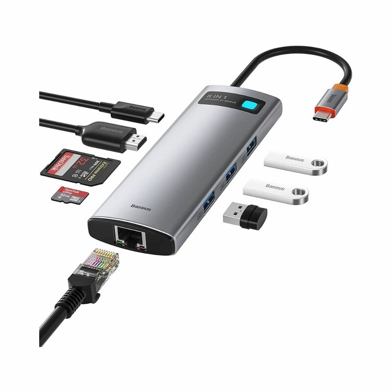 Baseus 8-in-1 USB C Hub Docking Station by Hubs/Cables