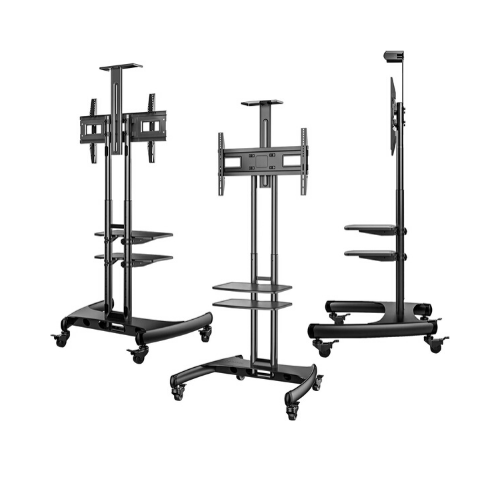 ONKRON Mobile TV Trolley/cart For 32 To 65” Flat Screens Up To 45 Kg TS15-62/TS1562 Black/movable Tv Stand by TV Wallmounts — view 2