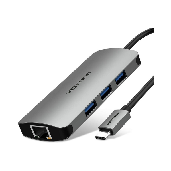 VENTION TYPE C TO 3 PORTS USB3.0 HUB WITH GIGABIT ETHERNET ADAPTER by Hubs/Cables