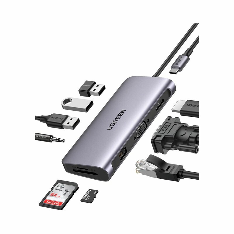 UGREEN USB-C 10 In 1 Docking Station (Space Gray) – CM179 by Hubs/Cables
